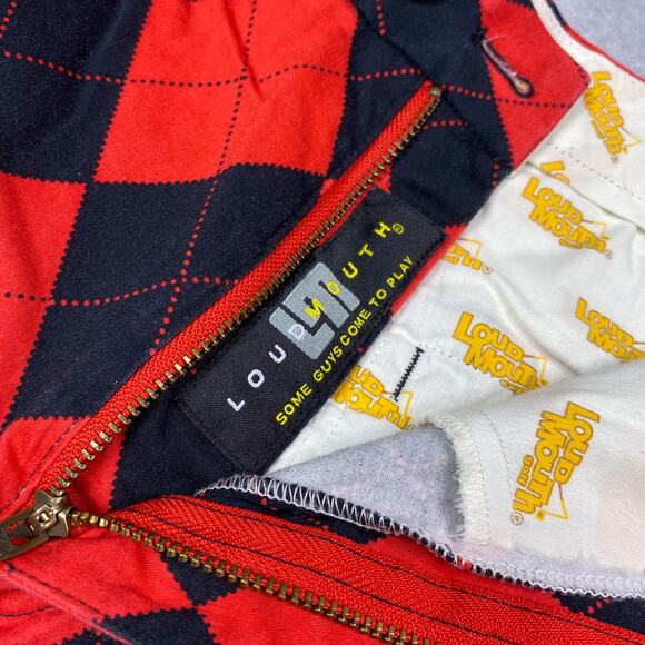 Loudmouth Golf Mens 30 Red Black Argyle Pattern Shorts - Picture 4 of 12